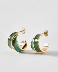 Oliver Bonas - Payson Double Row Enamel Hoop Earrings - Lyst