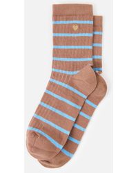 Oliver Bonas - & Blue Striped Heart Embroidered Ankle Socks - Lyst