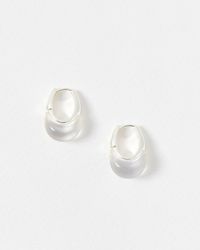 Oliver Bonas - Hebe Clear Resin Inlay Tone Hoop Earrings - Lyst