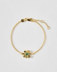 Oliver Bonas - Zaria Green Onyx Flower Charm Chain Bracelet - Lyst