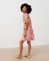 Oliver Bonas - Leaf Print Puff Sleeve Mini Dress, Size 6 - Lyst