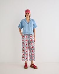 Oliver Bonas - Pomegranate Print Cropped Wide Leg Trousers, Size 10 - Lyst