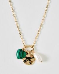 Oliver Bonas - Frankie Heart & Faux Pearl Chain Necklace - Lyst