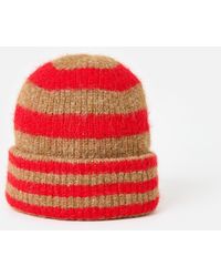 Oliver Bonas - Brown & Striped Knitted Beanie Hat - Lyst
