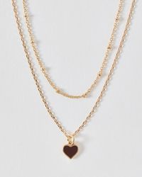 Oliver Bonas - Ottilie Mini Heart Pendant Double Row Necklace - Lyst