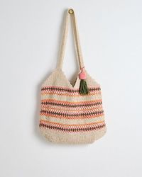 Oliver Bonas - Mara Coral Stripe Crochet Tote Bag - Lyst