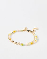 Oliver Bonas - Cove Pastel Beaded Faux Pearl Layered Chain Bracelet - Lyst