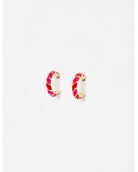 Oliver Bonas - Calla Pink & Enamel Twist Hoop Earrings - Lyst