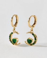Oliver Bonas - Avaluna Stone Moon & Heart Charm Drop Earrings - Lyst