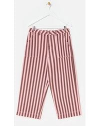 Oliver Bonas - & Brown Striped Scalloped Pocket Cropped Wide Leg Jeans, Size 18 - Lyst