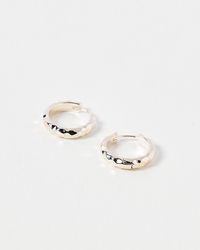 Oliver Bonas - Efa Hammered Huggie Earrings Large - Lyst