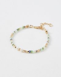Oliver Bonas - Sereia Glass Beaded & Faux Pearl Chain Bracelet - Lyst