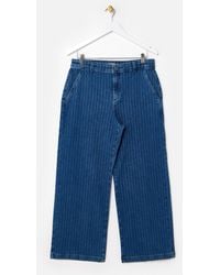 Oliver Bonas - Dark Denim Striped Wide Leg Jeans, Size 6 - Lyst