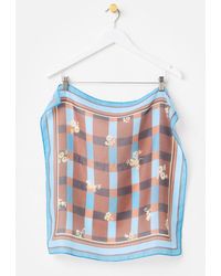 Oliver Bonas - & Brown Floral Checked Square Scarf - Lyst