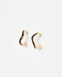 Oliver Bonas - Roxie Black Enamel Inlay Small Hoop Earrings - Lyst