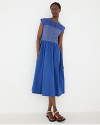 Oliver Bonas - Shirred Bodice Sleeveless Midi Dress, Size 14 - Lyst