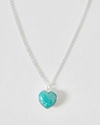 Oliver Bonas - Sorcha Amazonite Inlay Heart Charm Silver Pendant Necklace - Lyst