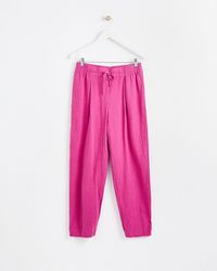 Oliver Bonas - Linen Blend Pink Jogging Trousers, Size 6 - Lyst
