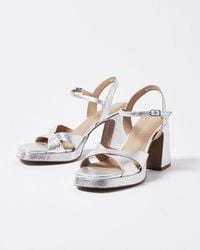 Oliver Bonas - Silver Metallic Leather Heeled Platform Sandals - Lyst