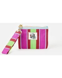 Oliver Bonas - Sia Pink & Green Striped Zipped Pouch - Lyst