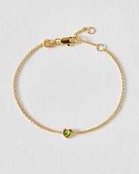 Oliver Bonas - Auden Peridot Inlay Heart Charm Chain Bracelet - Lyst