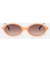 Oliver Bonas - Peach & Gold Tone Metal Oval Sunglasses - Lyst