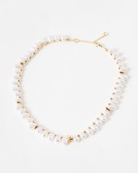 Oliver Bonas - Susie Faux Pearl & Gold Tone Bead Collar Necklace - Lyst