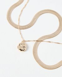 Oliver Bonas - Najari Snake Chain Tone Layered Pendant Necklace - Lyst