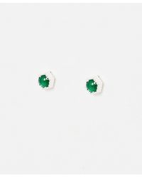 Oliver Bonas - Verda Green Onyx Silver Stud Earrings - Lyst