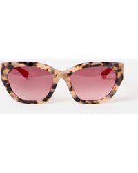 Oliver Bonas - Milky Faux Tortoiseshell Angled Cat Eye Acetate Sunglasses - Lyst