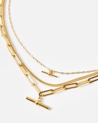 Oliver Bonas - Joni Tone Waterproof T-bar Pendant Layered Chain Necklace - Lyst