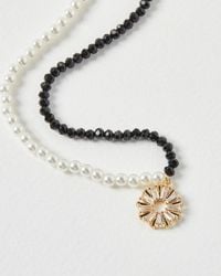 Oliver Bonas - Ariadne Stone & Faux Pearl Pendant Necklace - Lyst