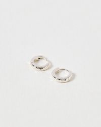 Oliver Bonas - Efa Hammered Huggie Earrings Small - Lyst