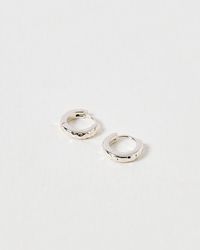 Oliver Bonas - Efa Hammered Huggie Earrings Small - Lyst