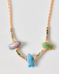 Oliver Bonas - Everleigh Fish Pendant Cord Necklace - Lyst