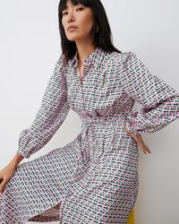Oliver Bonas - Geometric Print Midi Shirt Dress, Size 18 - Lyst