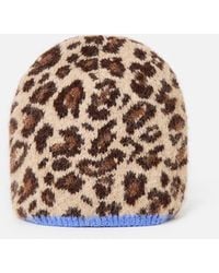 Oliver Bonas - Leopard Print Knitted Beanie Hat - Lyst
