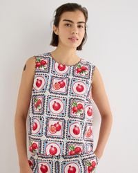 Oliver Bonas - Pomegranate Print Sleeveless Scalloped Top, Size 10 - Lyst