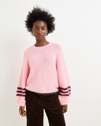 Oliver Bonas - & Burgundy Stripe Lofty Knitted Jumper, Size 10 - Lyst