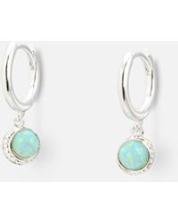 Oliver Bonas - Hilal Opalite Crescent Moon Silver Hoop Drop Earrings - Lyst