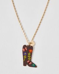 Oliver Bonas - Frankie Floral Cowboy Boot Pendant Necklace - Lyst