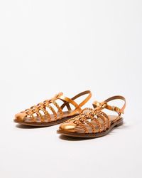Oliver Bonas - Metallic Leather Plaited Gladiator Sandals - Lyst