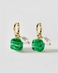 Oliver Bonas - Maisie Bead & Faux Pearl Drop Hoop Earrings - Lyst