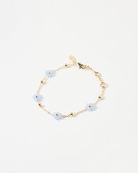 Oliver Bonas - Rosaria Blue Beaded Flower Chain Bracelet - Lyst