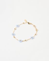 Oliver Bonas - Rosaria Blue Beaded Flower Chain Bracelet - Lyst