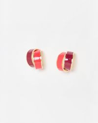 Oliver Bonas - Payson Double Row Enamel Hoop Earrings - Lyst