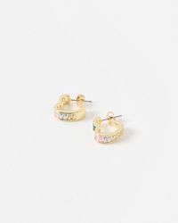 Oliver Bonas - Eileen Baguette Stone Heart Hoop Earrings - Lyst