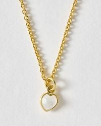Oliver Bonas - Auden Moonstone Heart Charm Pendant Necklace - Lyst