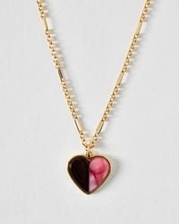 Oliver Bonas - Abrielle Pink & Resin Heart Pendant Necklace - Lyst