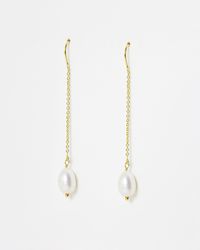 Oliver Bonas - Yana Freshwater Pearl Thread Through Chain Earrings - Lyst